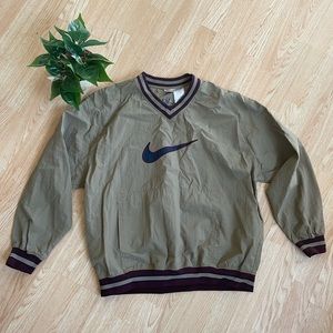 Vintage Nike 90’s Windbreaker V Neck Jacket Color Brown Size XL